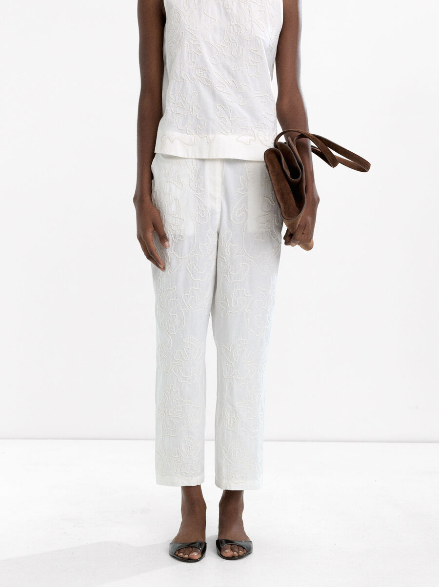 100% cotton embroidered trousers