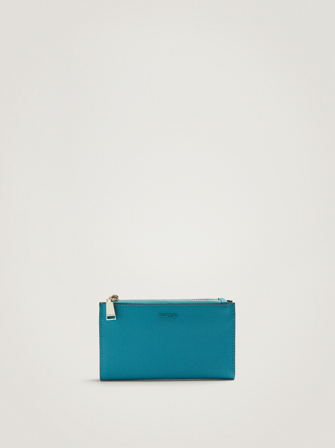 Plain Purse With Zip Fastening, Blue, hi-res