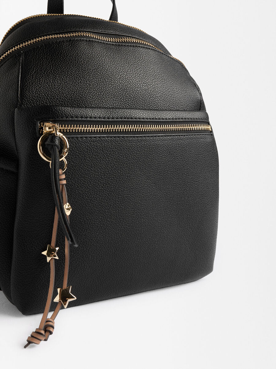 Textured backpack with pendant