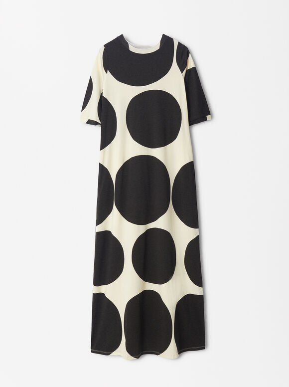 Online Exclusive - Printed Long Dress, Black, hi-res
