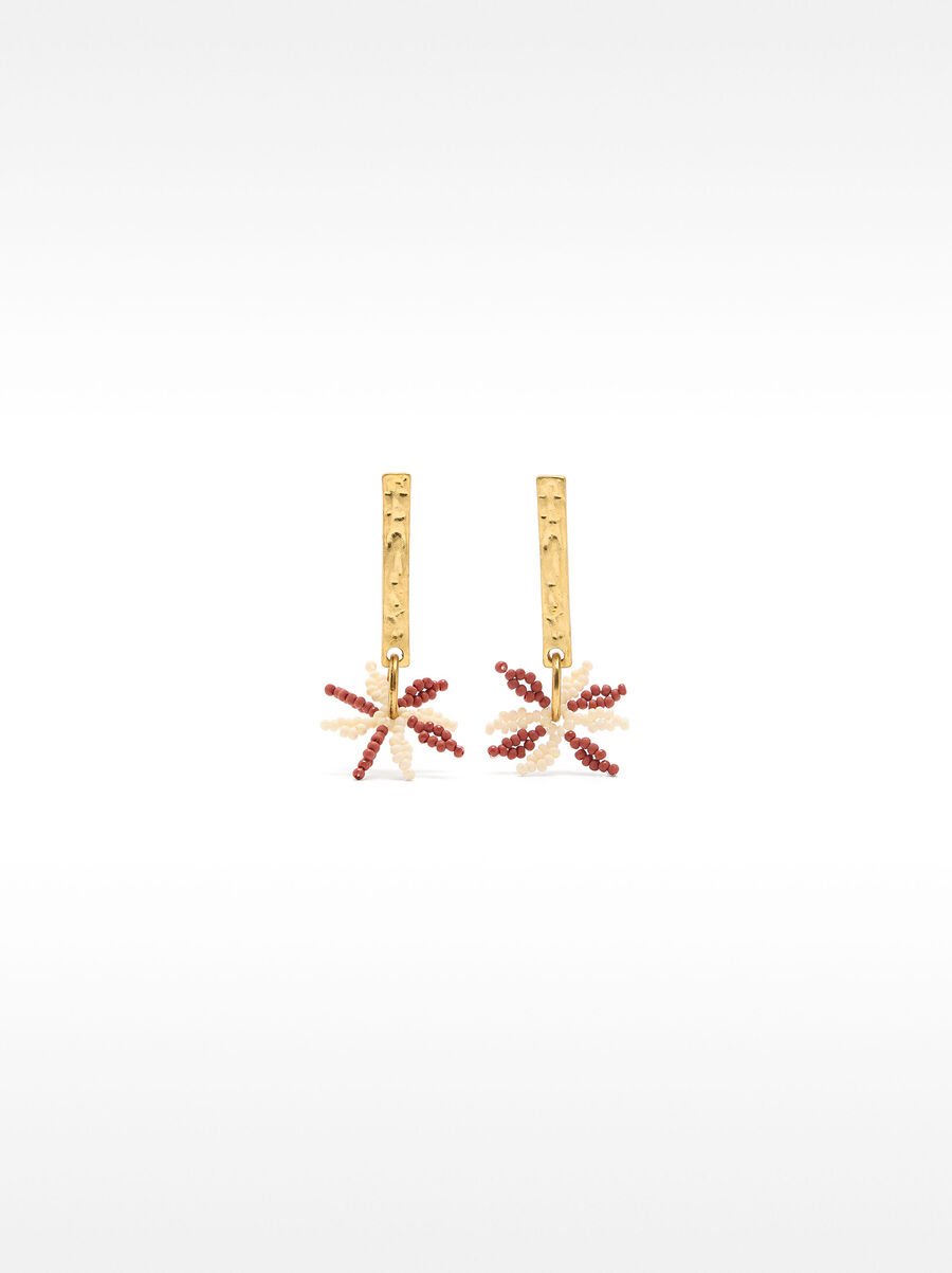 Bar earrings with bead flower
