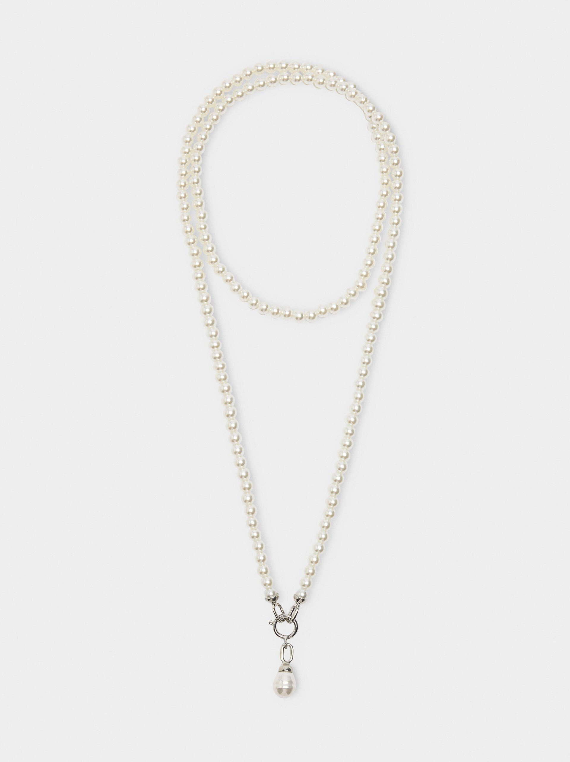Double-strand pearl necklace with pendant image number 0.0