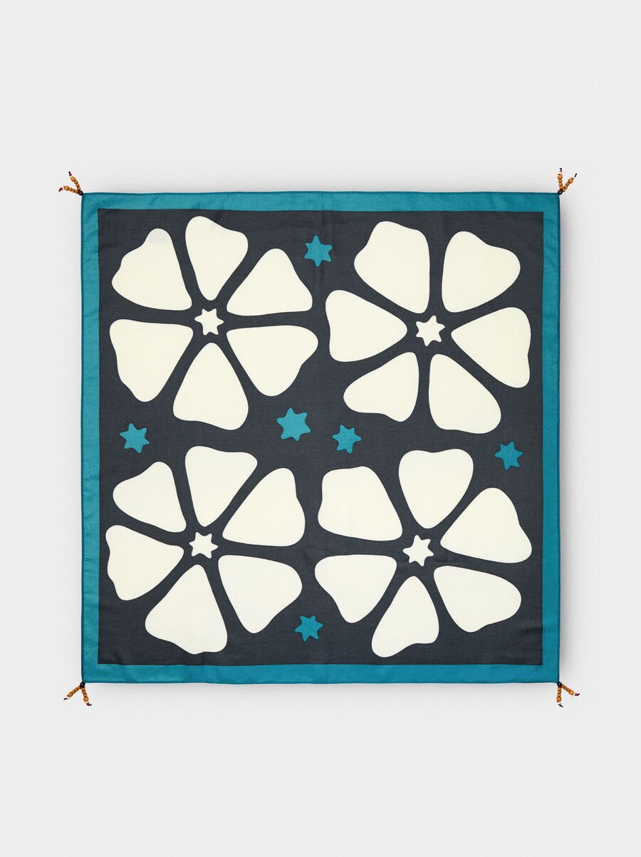 Satin square printed scarf