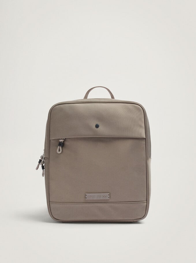 Nylon Backpack For 13” Laptop, Brown, hi-res