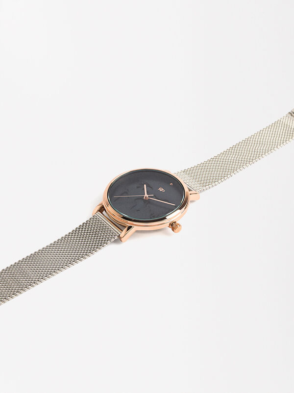 Watch with stainless steel mesh strap