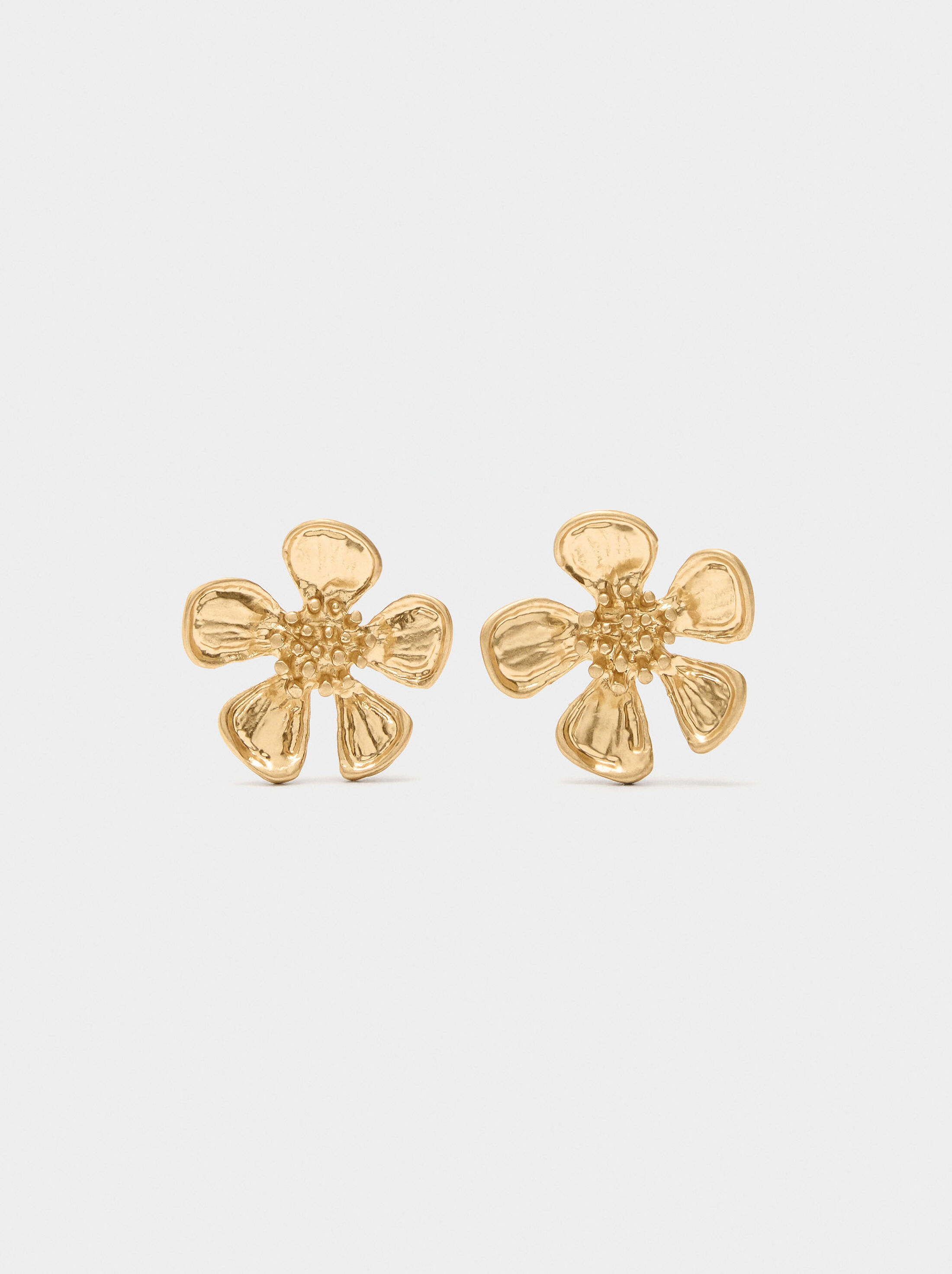 Flower earrings with embossed detail image number 0.0