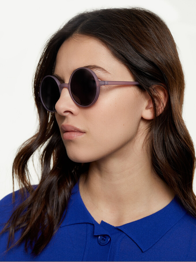 Sunglasses With Round Frame, Violet, hi-res