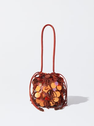 Party Handbag With Sequins, Orange, hi-res