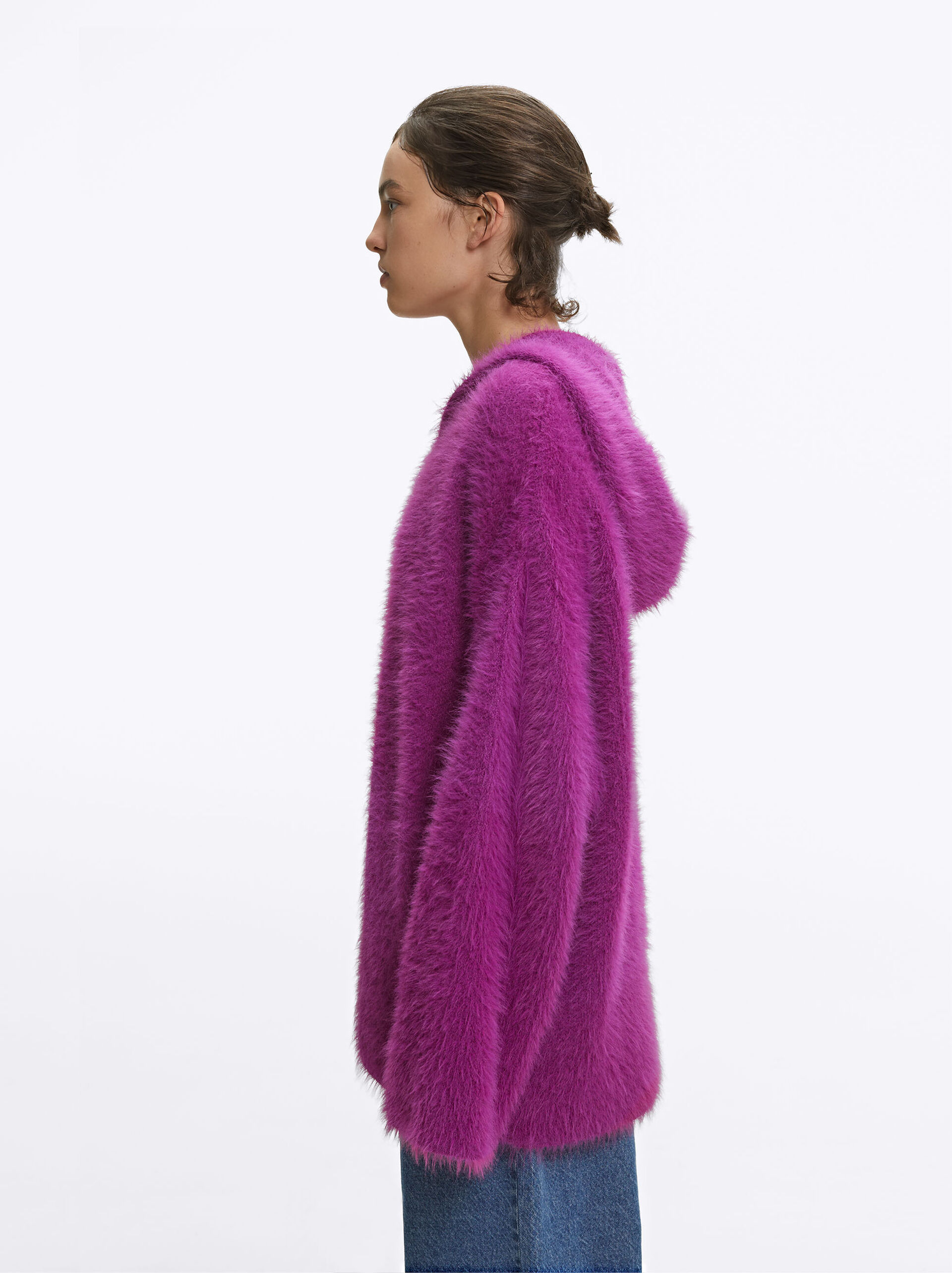 Fur Effect Knitted Cardigan image number 3.0