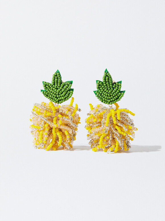 Pendientes Con Abalorios, Amarillo, hi-res