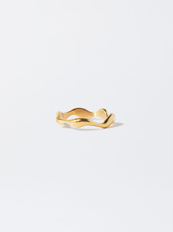Irregular Steel Ring, Golden, hi-res