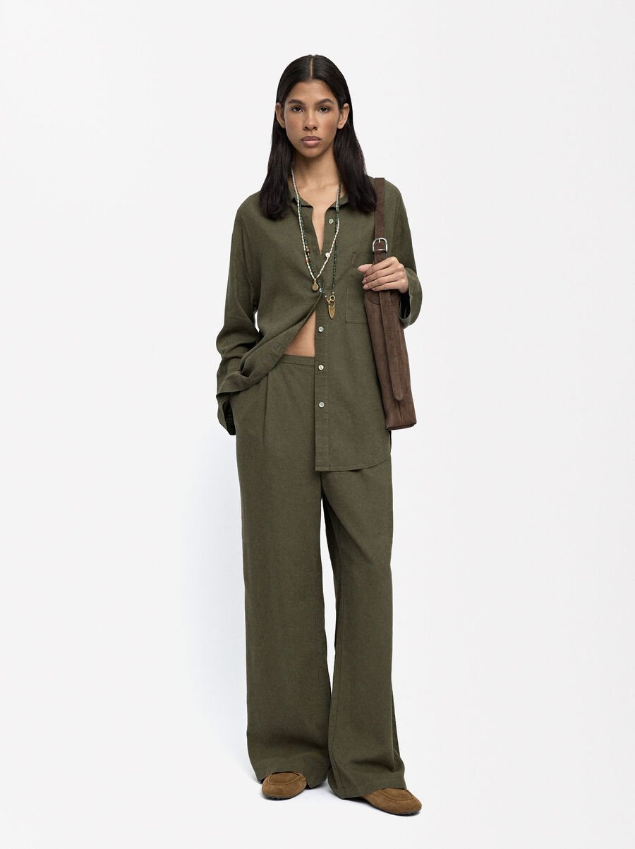 Linen-blend shirt with pocket
