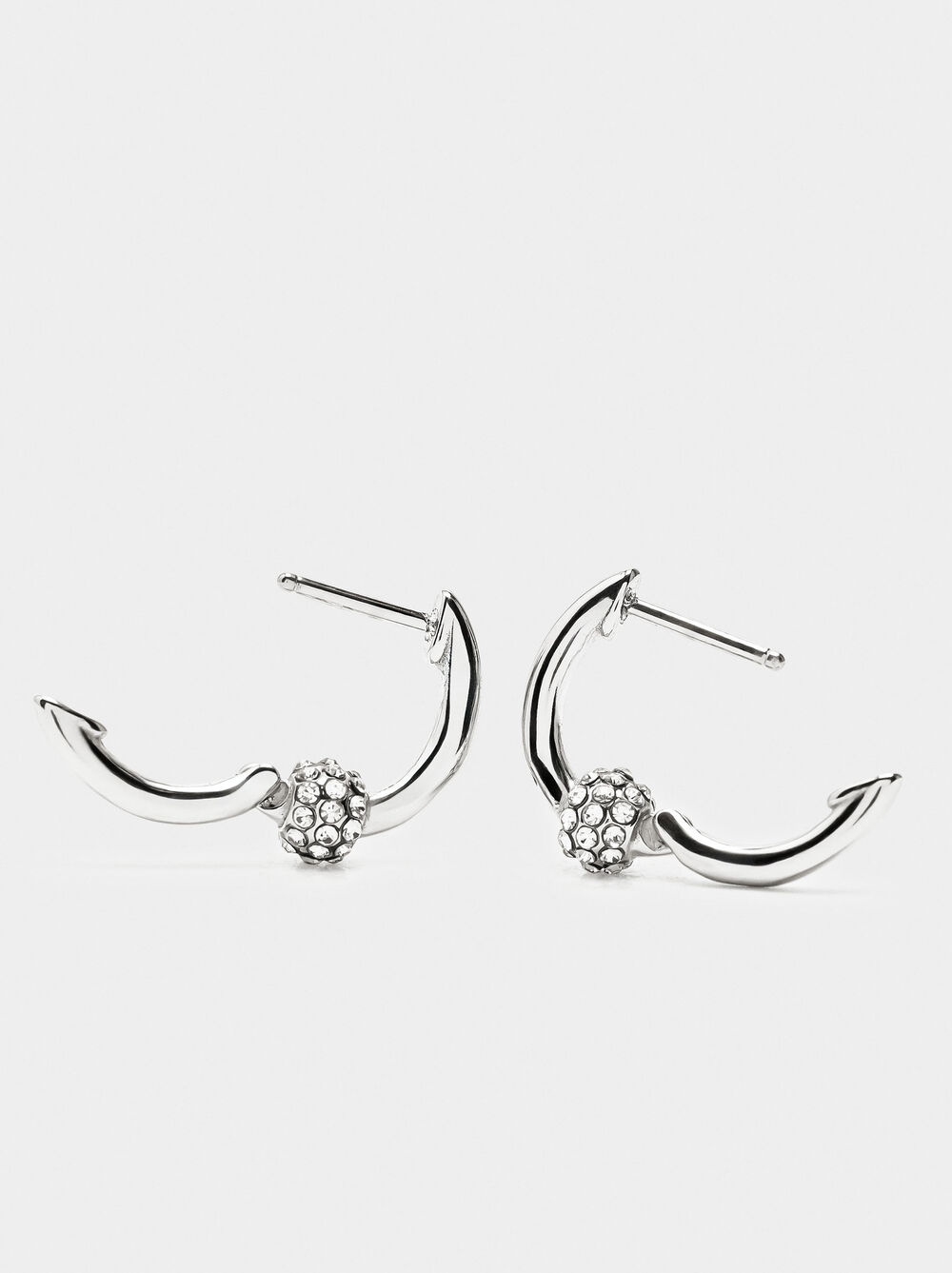 Hoop earrings with crystals - stainless steel