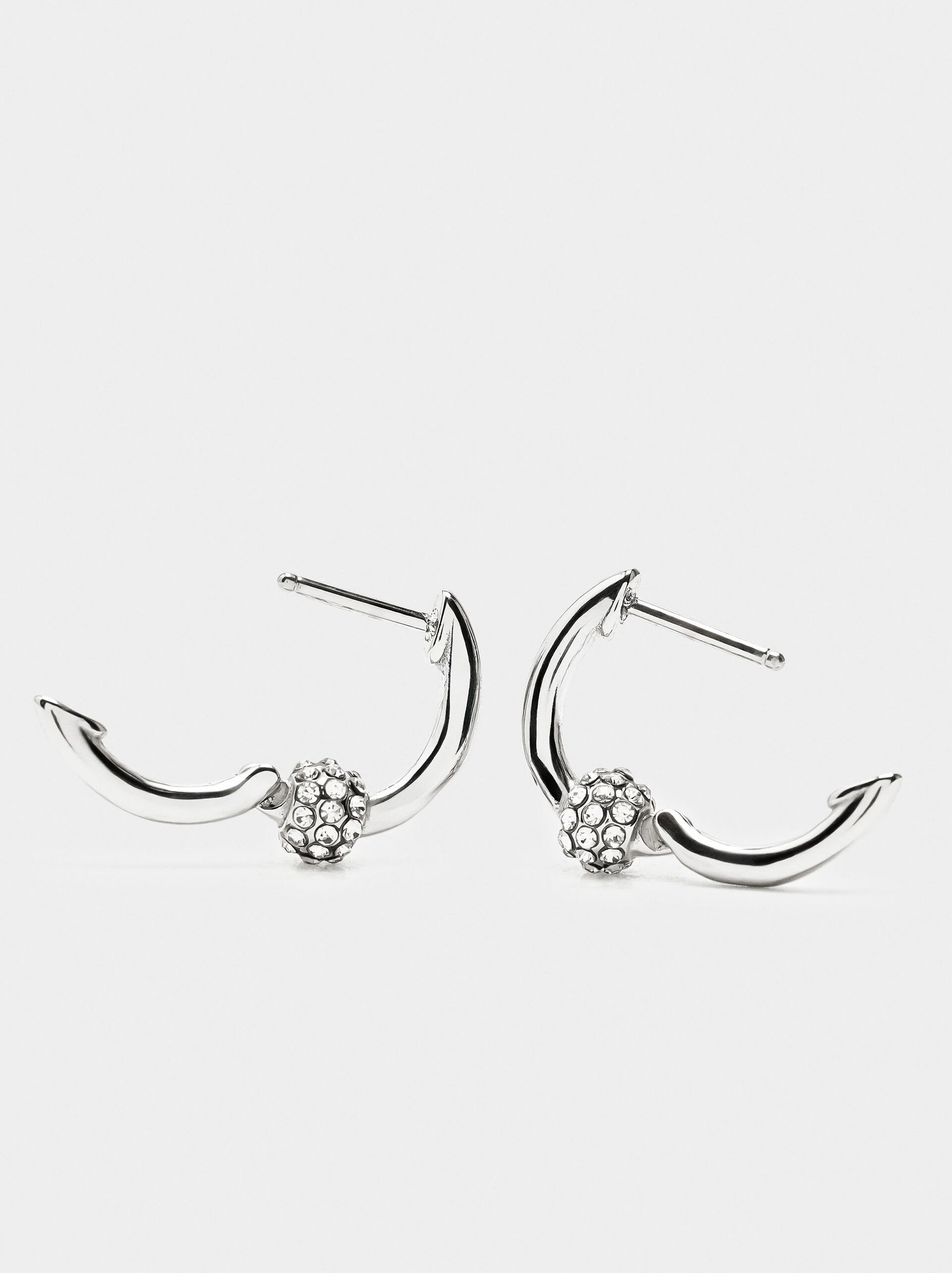 Hoop earrings with crystals - stainless steel image number 3.0