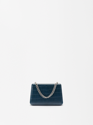 Embossed Animal Party Clutch, Navy, hi-res