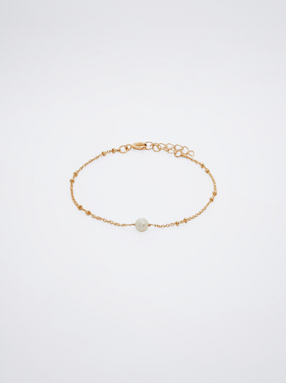 Golden Bracelet With Pearl, Golden, hi-res