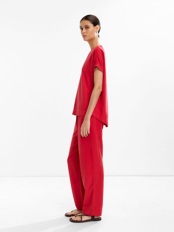 Elastic waist 100% lyocell trousers