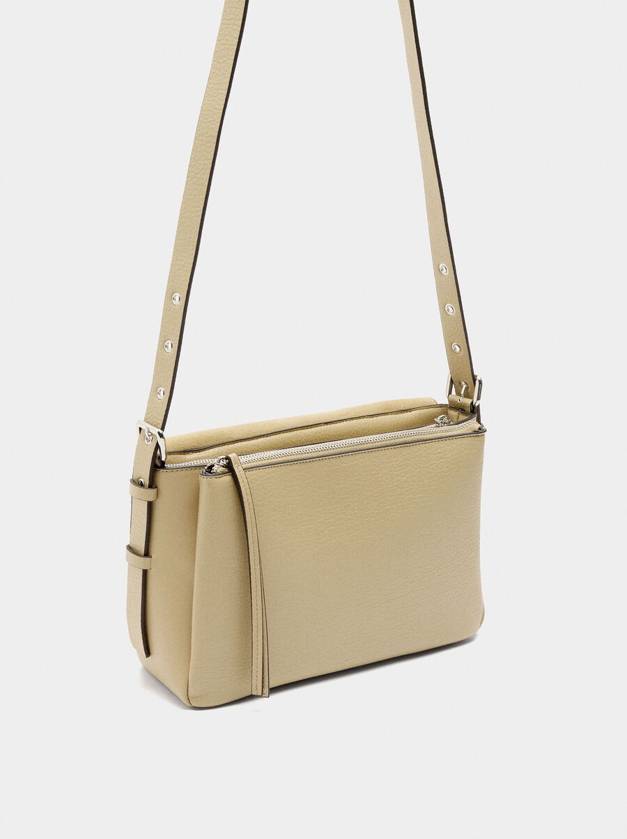 Crossbody bag with leather details