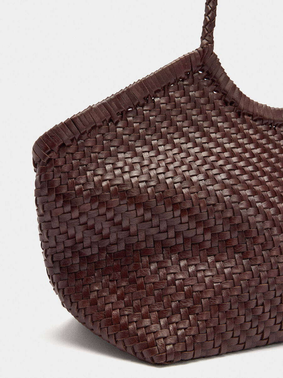 Woven leather shopper bag