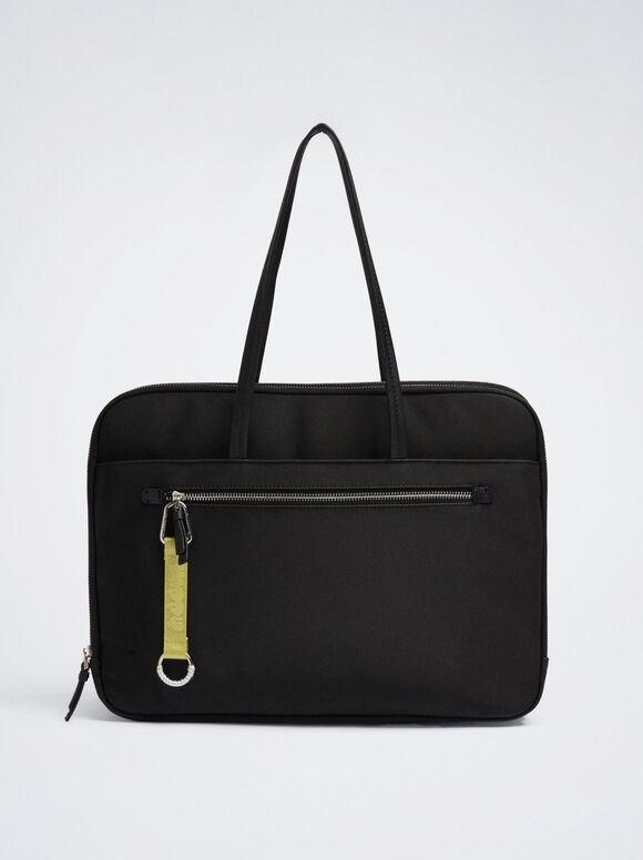 15" Nylon-Effect Laptop Case, Black, hi-res