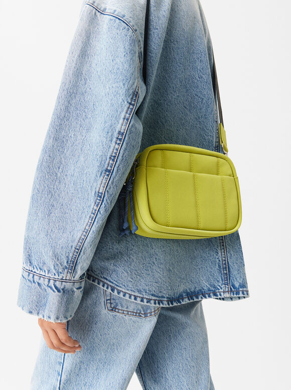 Quilted Crossbody Bag, Lime, hi-res
