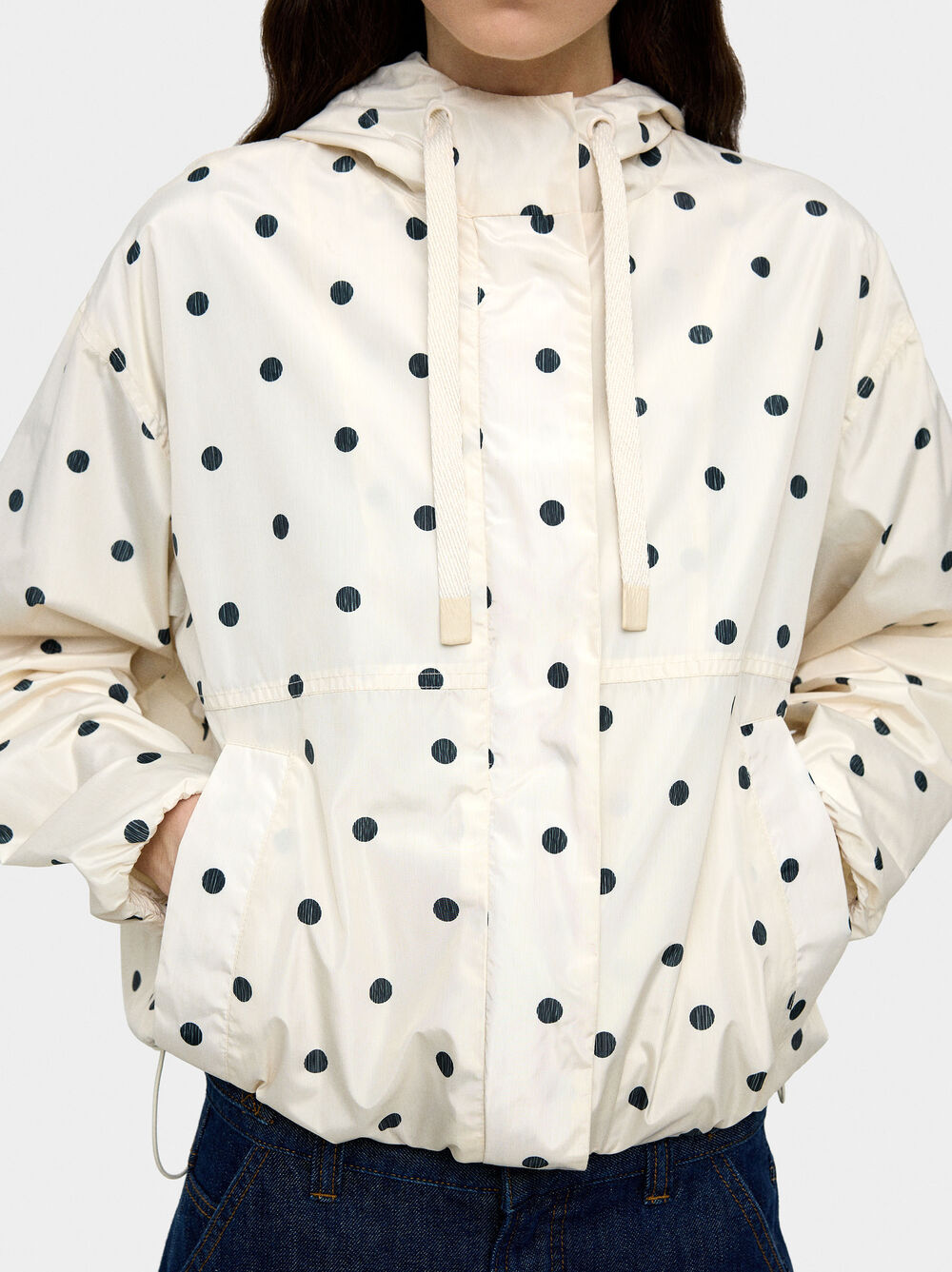Polka dot parka with hood