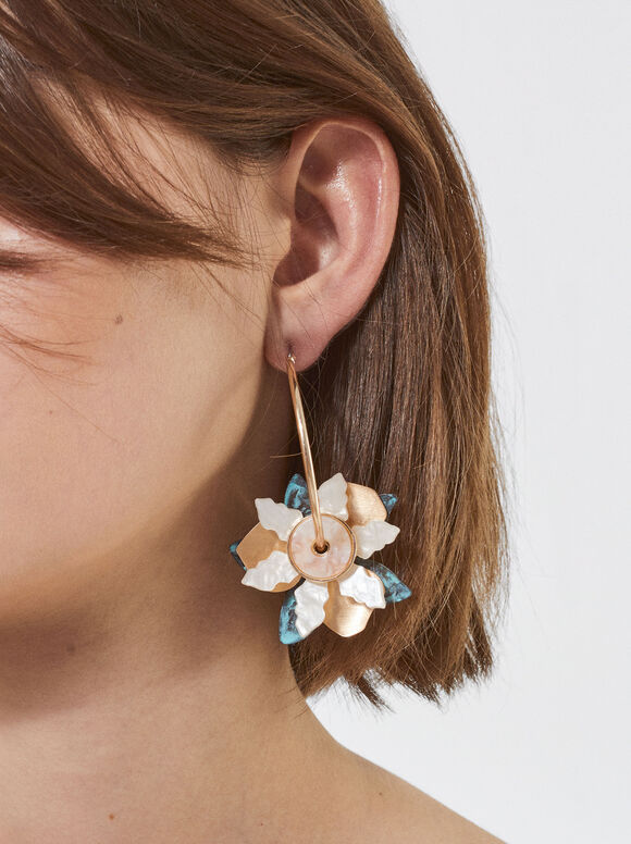 Multicoloured Hoop Earrings, Multicolor, hi-res