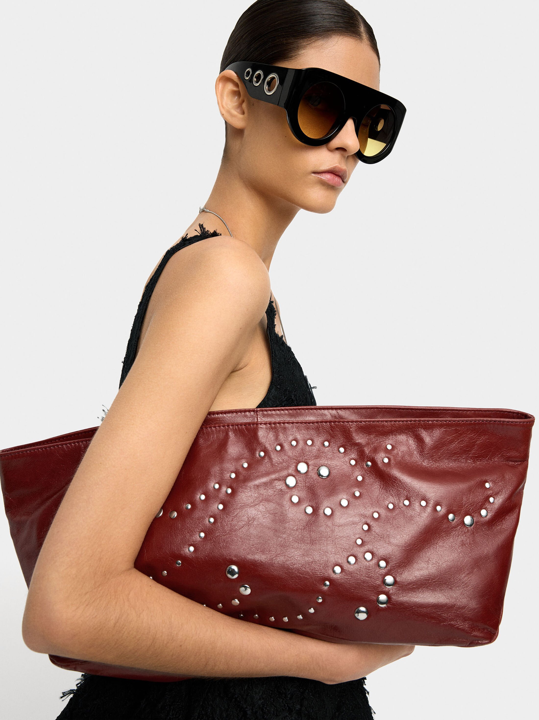Leather envelope party bag with studs image number 1.0