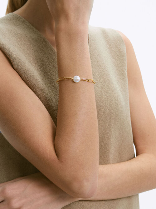 Stainless Steel Bracelet With Pearl