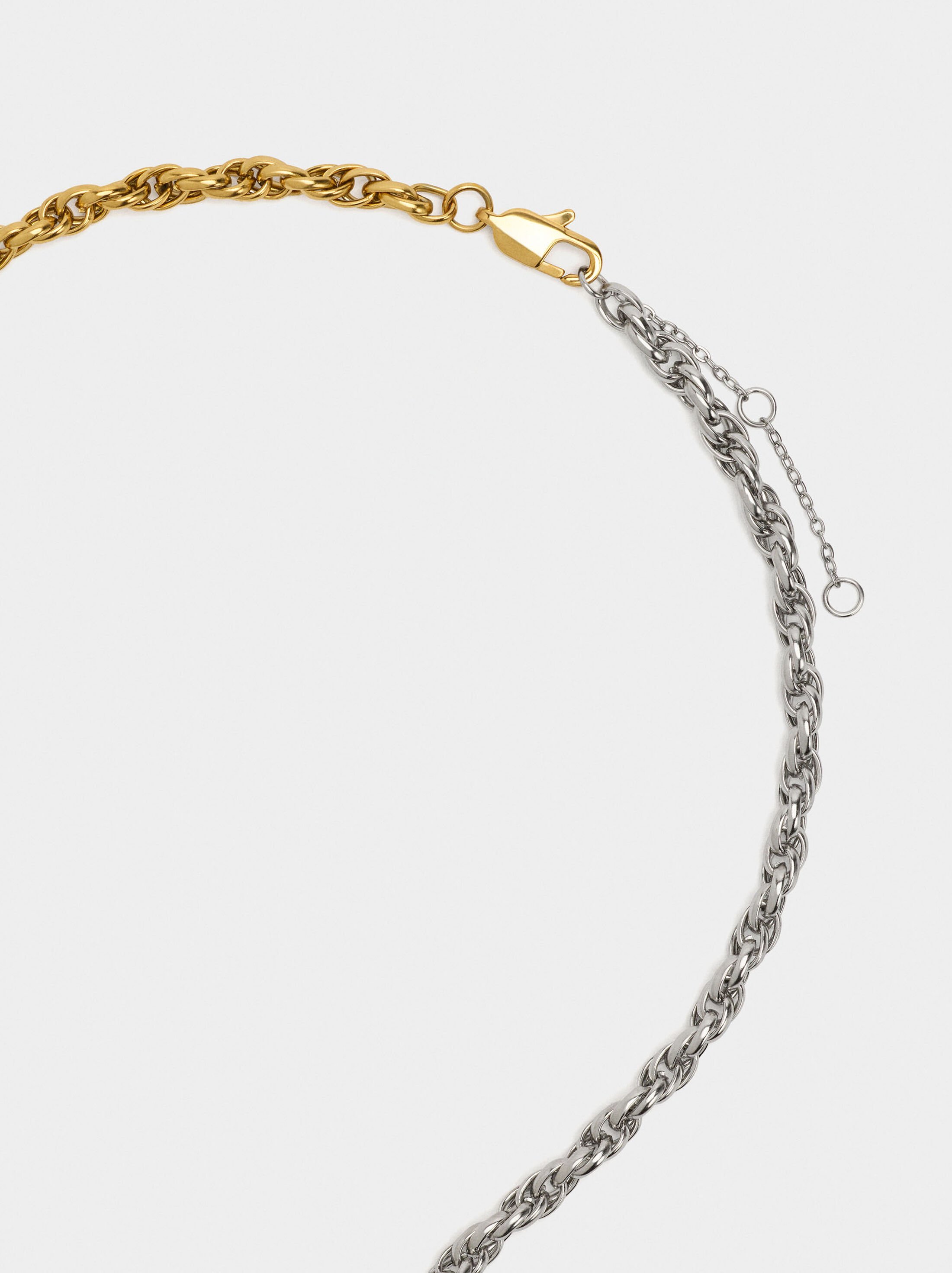 Bicolor necklace with links - stainless steel image number 2.0