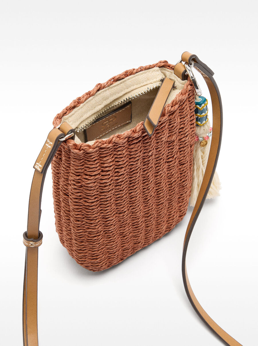 Straw effect phone bag