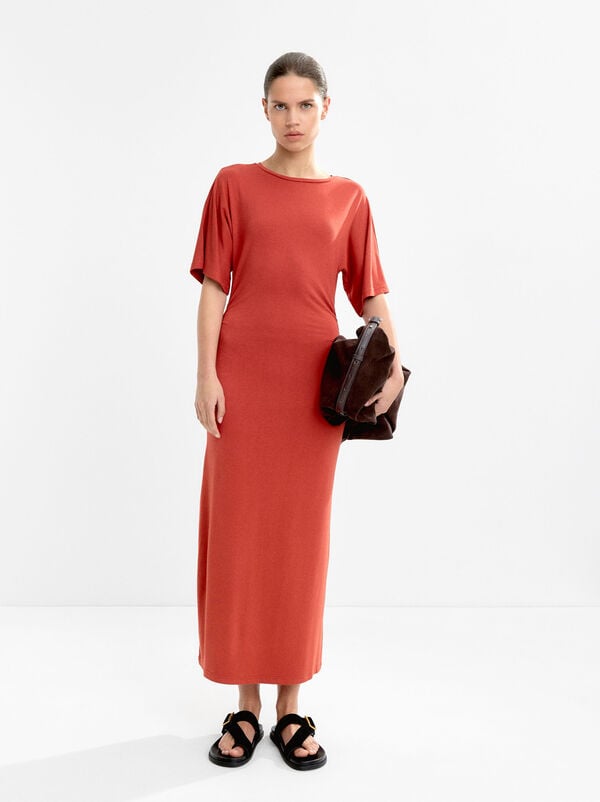 Long dress with gathering