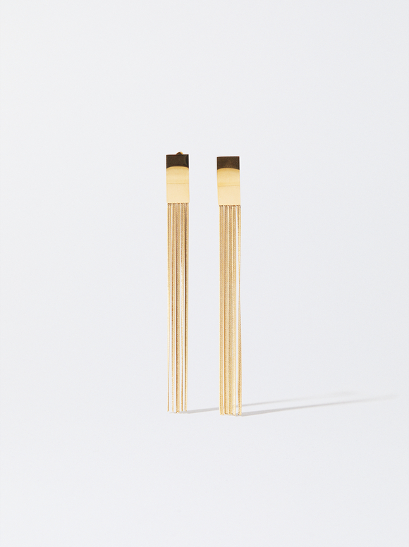 Golden Stainless Steel Earrings, , hi-res