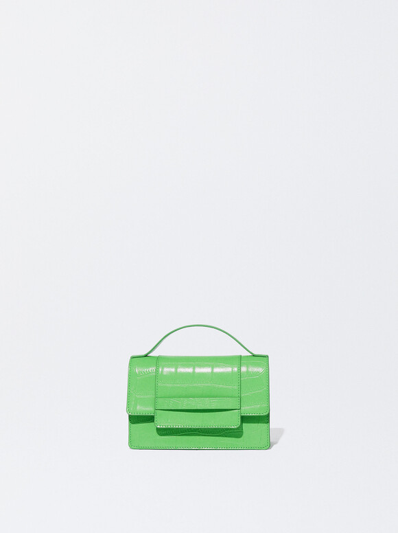 Embossed Animal Handbag, Green, hi-res