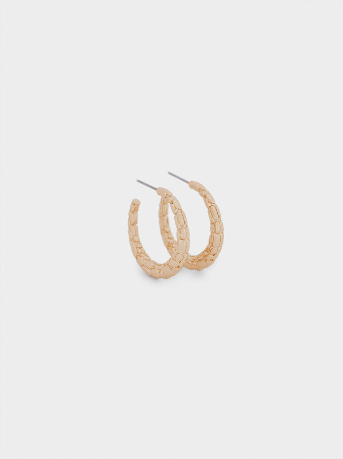 Short Golden Hoop Earrings, Golden, hi-res