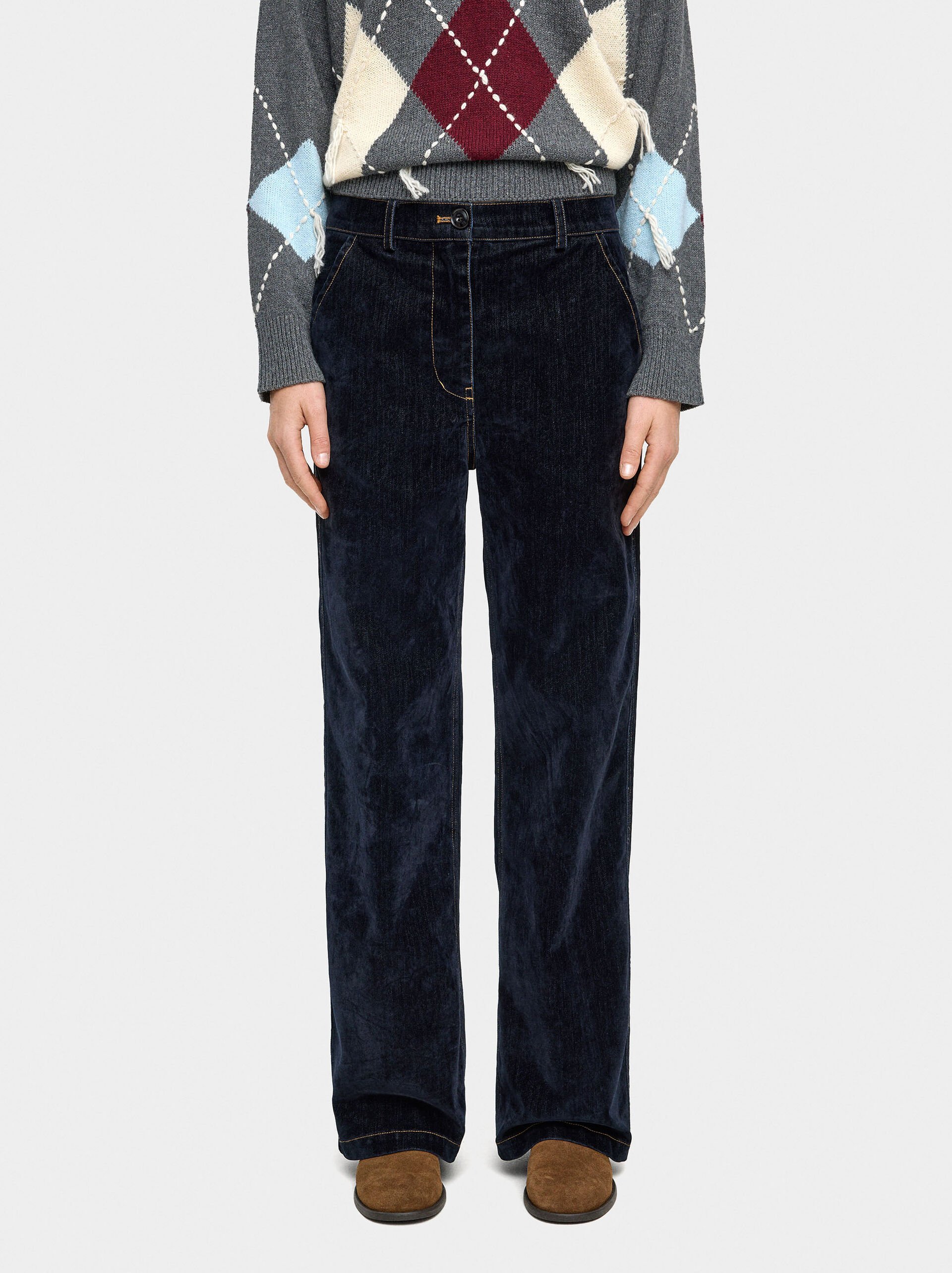 Pantalon en denim effet velours image number 1.0