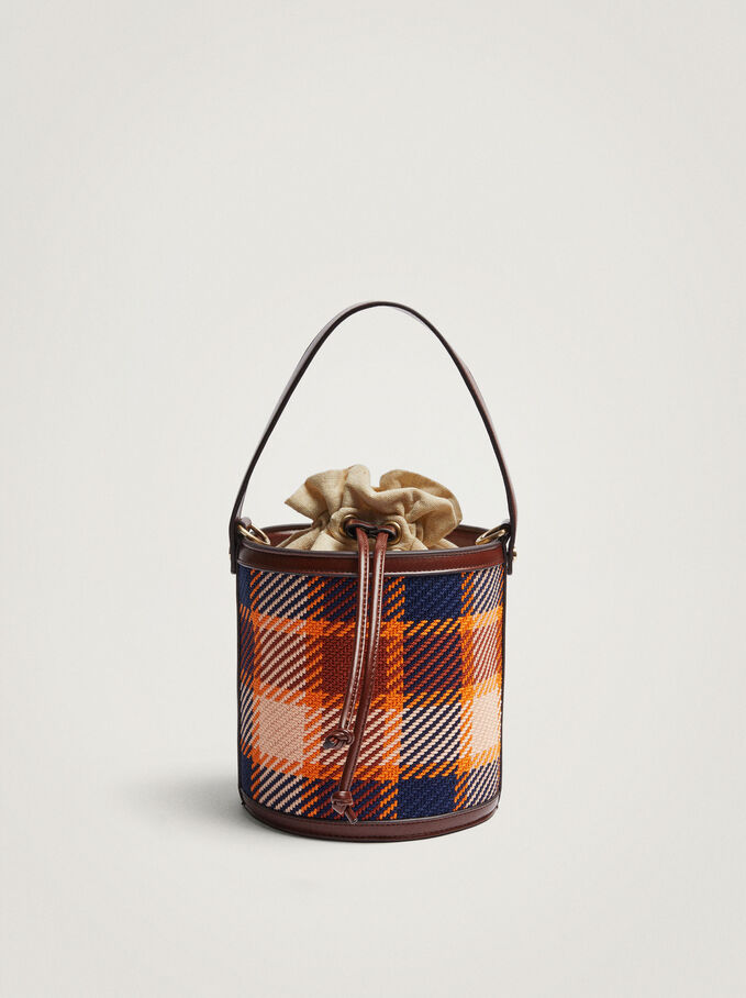 Multicoloured Bucket Bag, Brown, hi-res