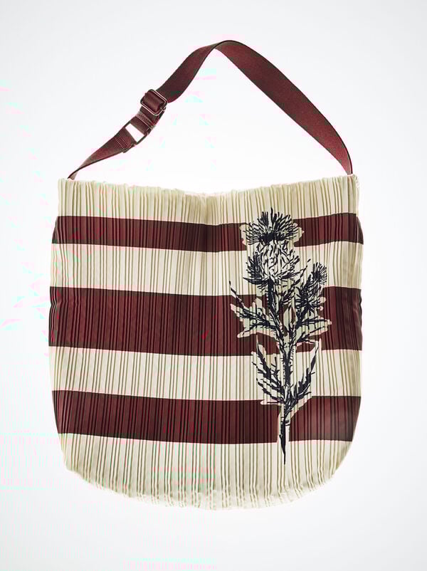 Striped nylon shoulder bag