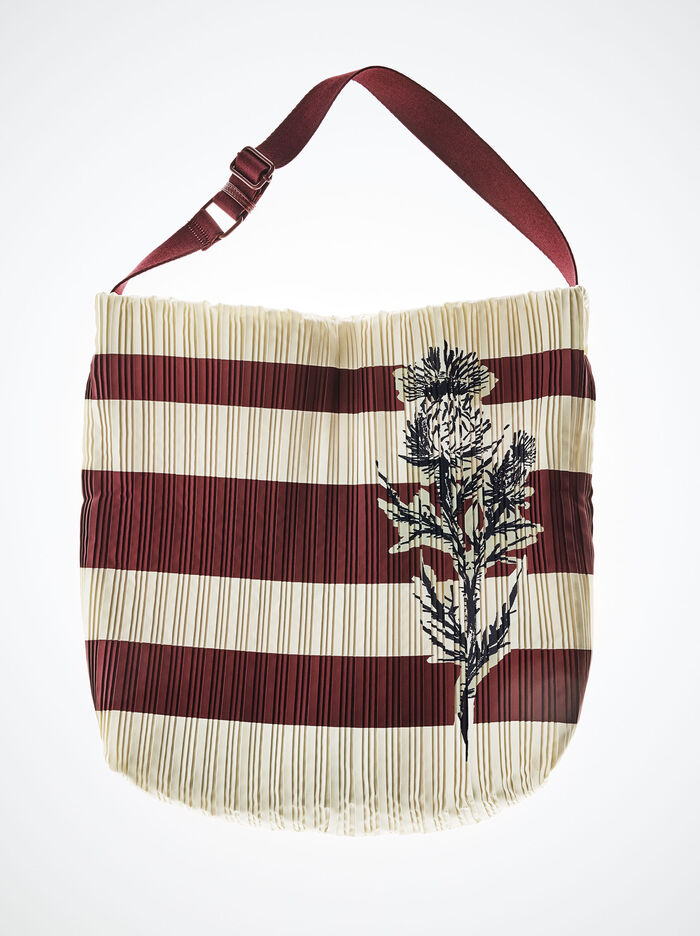 Striped nylon shoulder bag