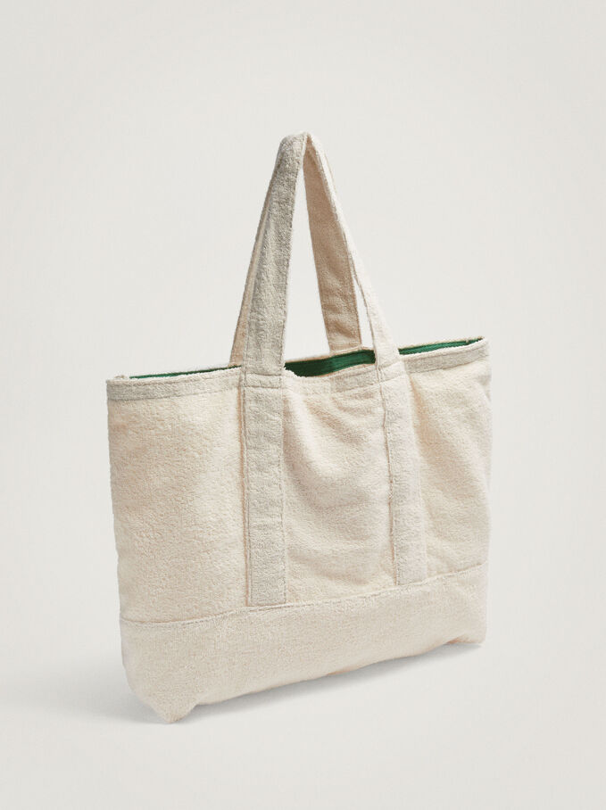 Towel Customizable Shopper Bag, Ecru, hi-res