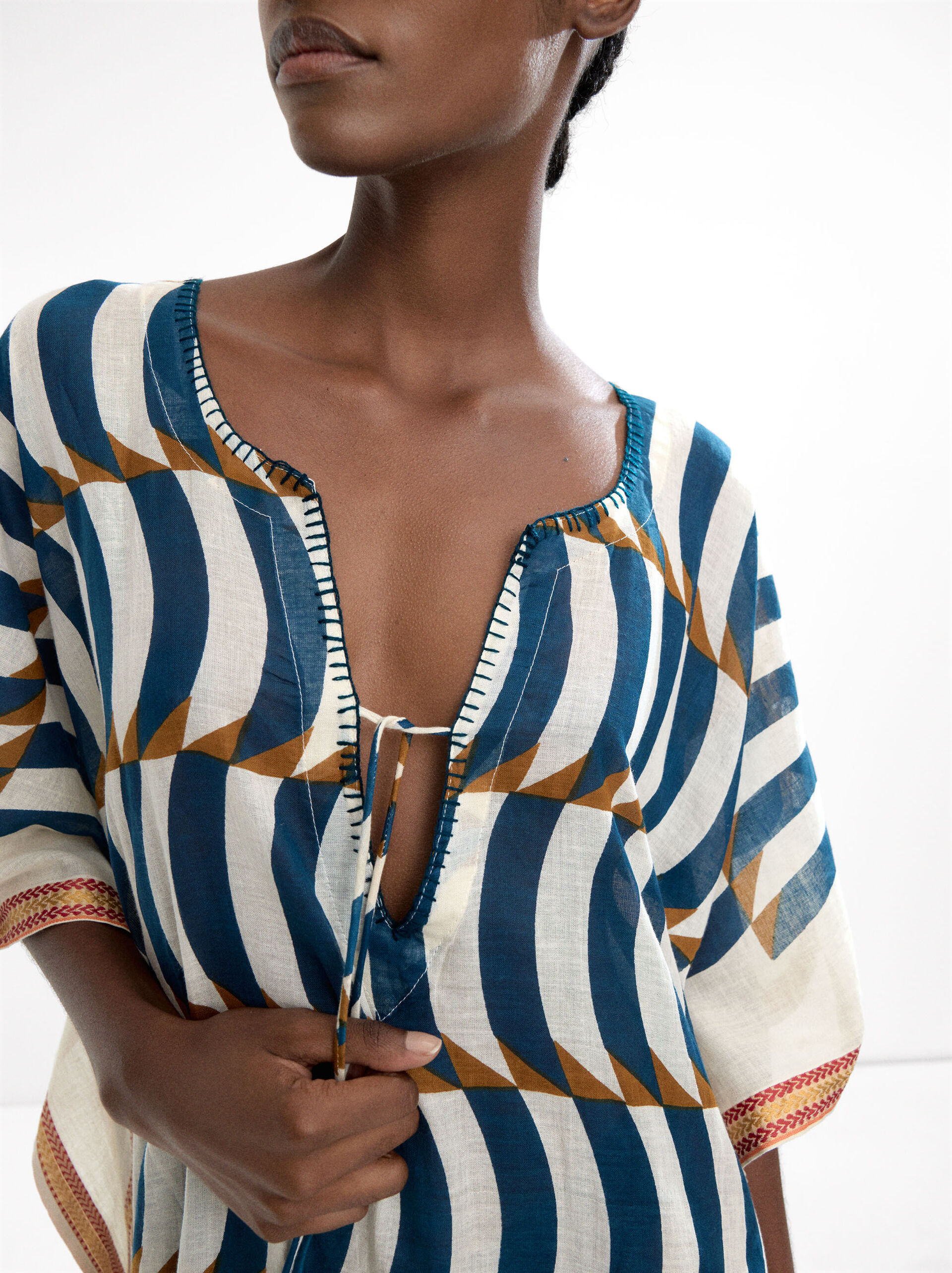Printed kaftan 100% cotton image number 3.0
