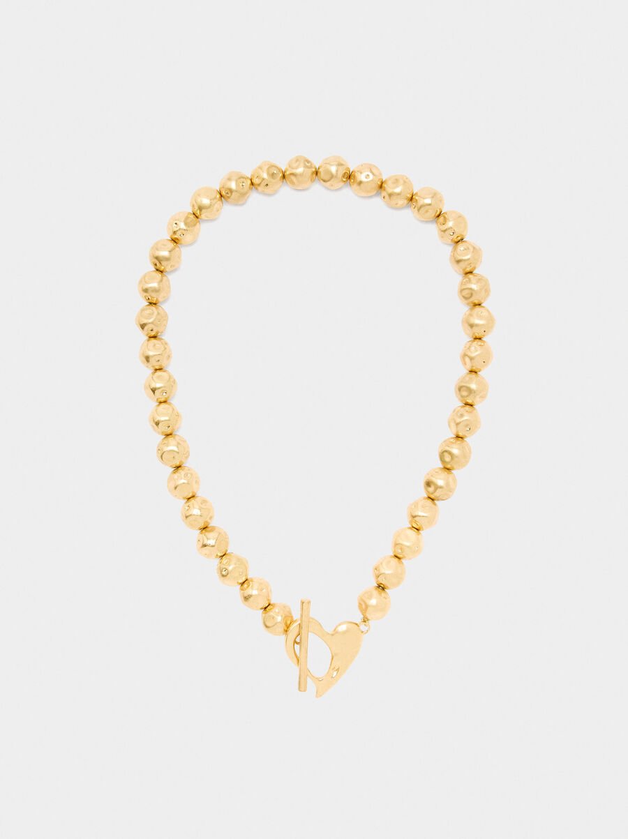 Collar corto con cuentas efecto piedra