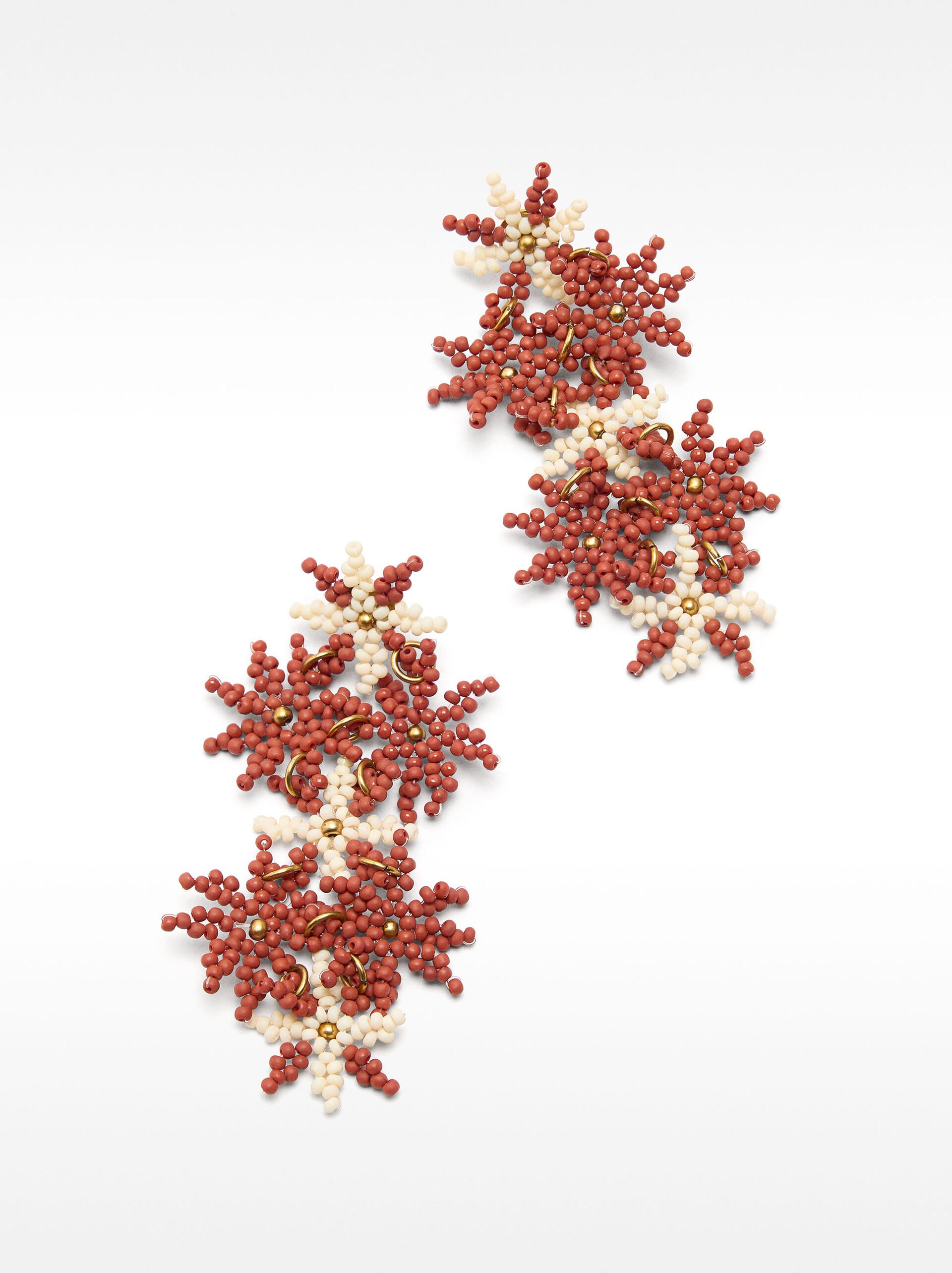 Long beaded flower earrings image number 2.0