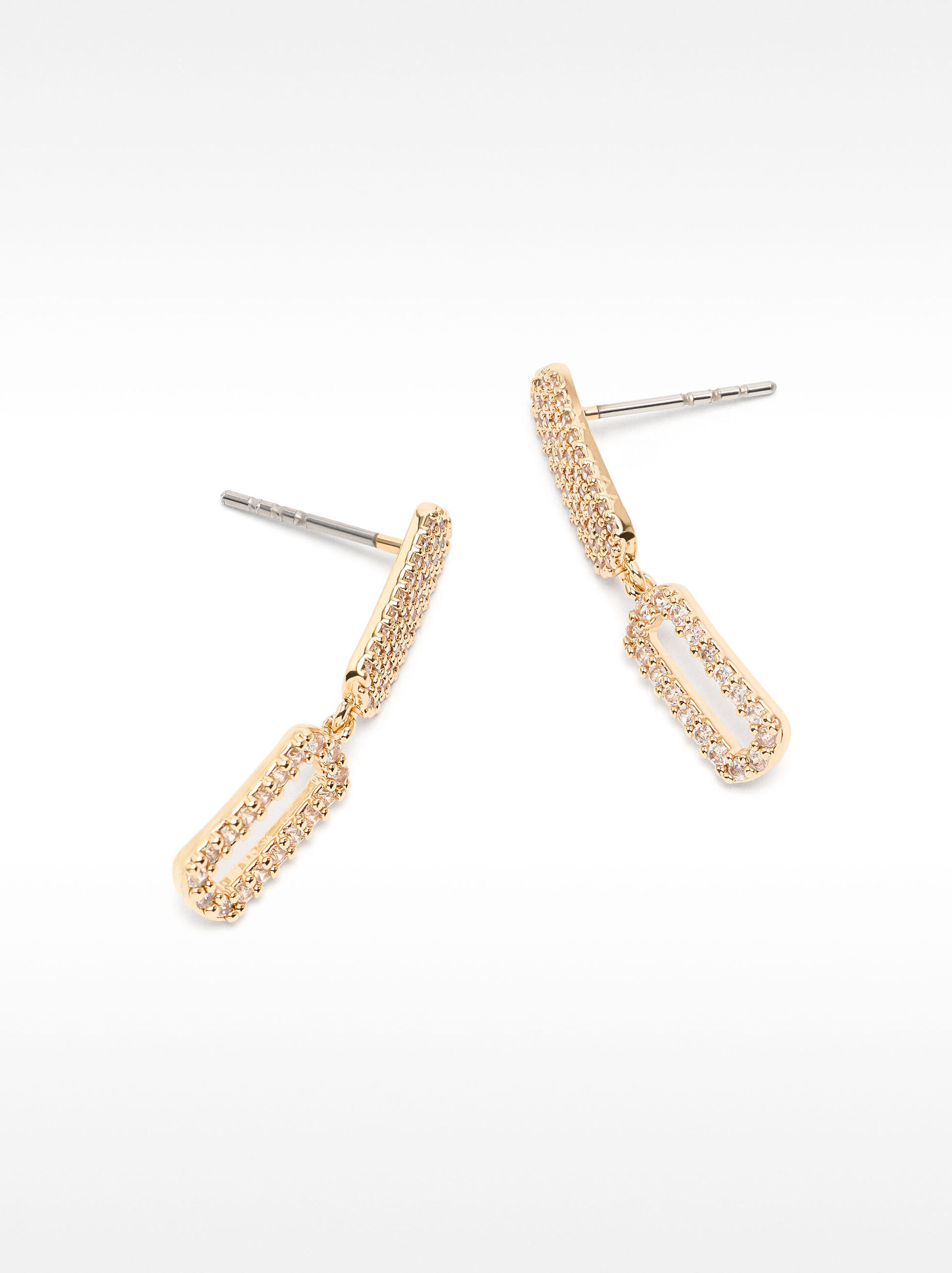 Long rectangular earrings with zirconia image number 2.0