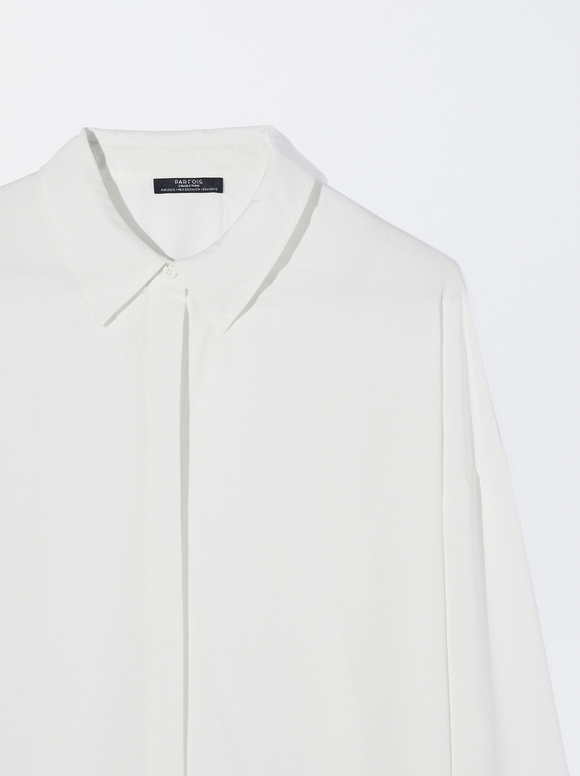 Long-Sleeve Shirt With Buttons, White, hi-res