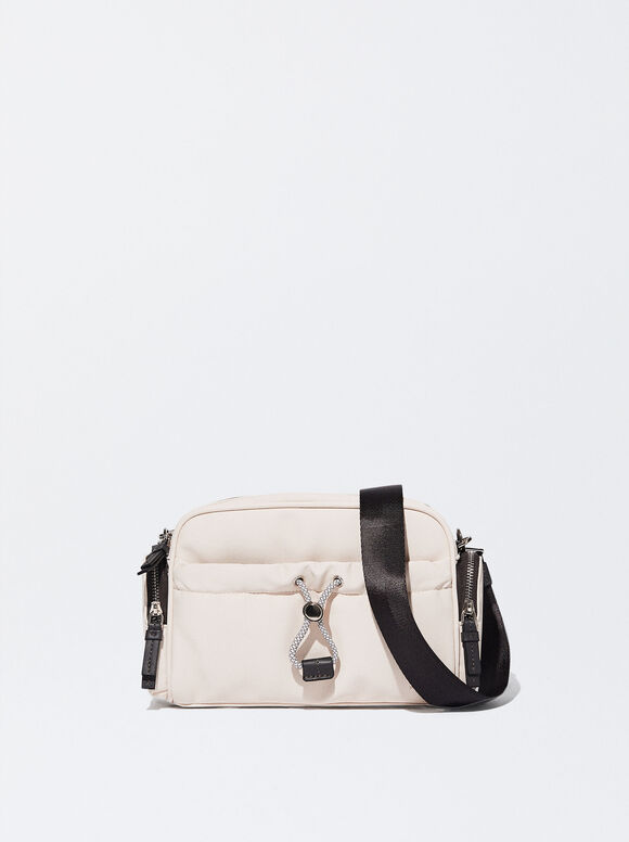 Nylon-Effect Crossbody Bag, Ecru, hi-res
