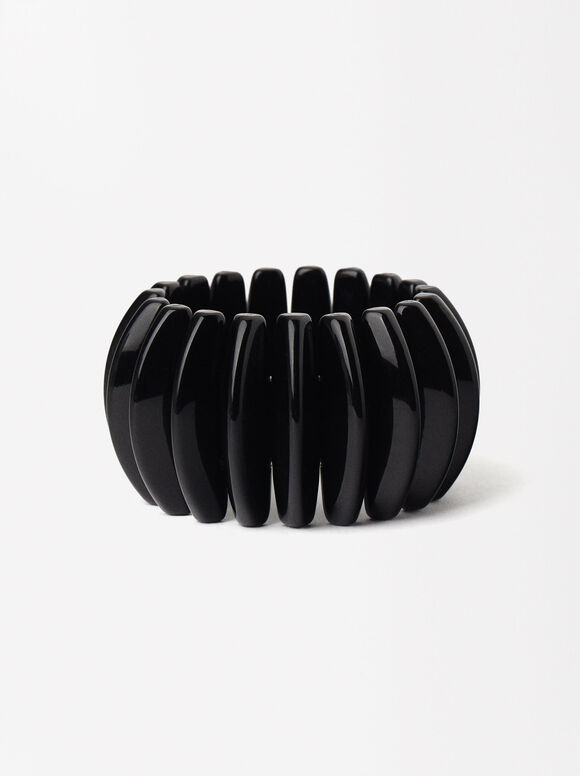 Unicolor Elastic Bracelet, Black, hi-res