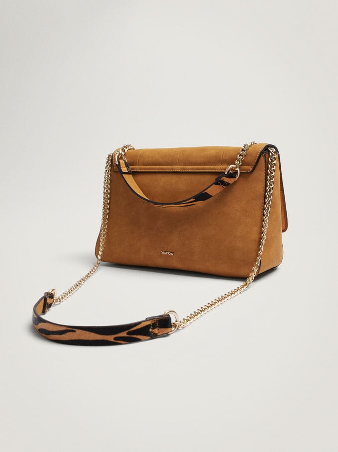 Crossbody Bag With Combined Leather Handle, Camel, hi-res