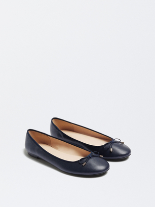 Ballerinas With Bow Detail, Navy, hi-res