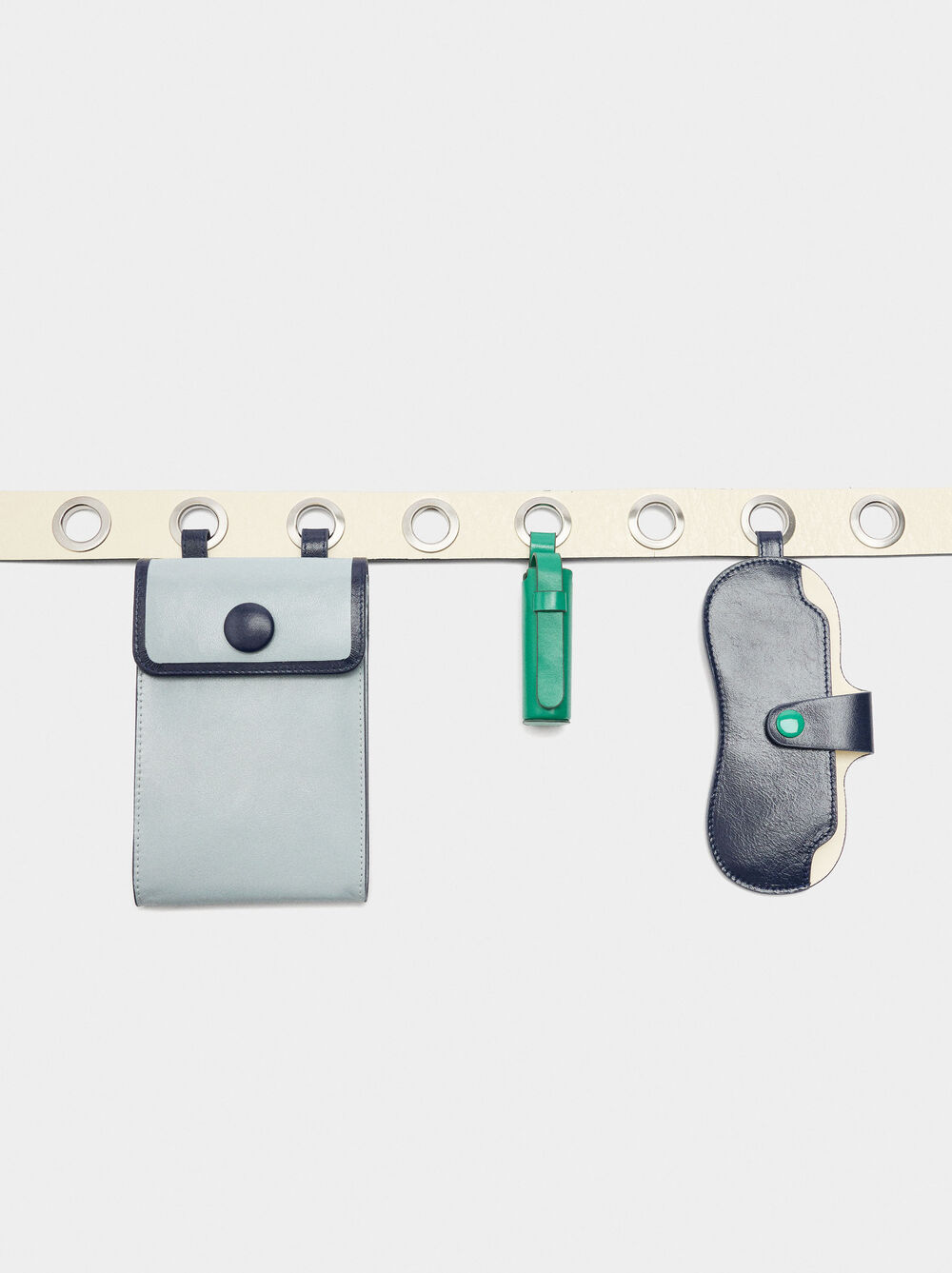 Leather belt with bags